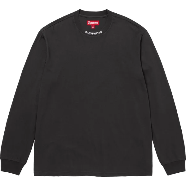 Supreme Embroidered Collar L/S Top - Black (front)