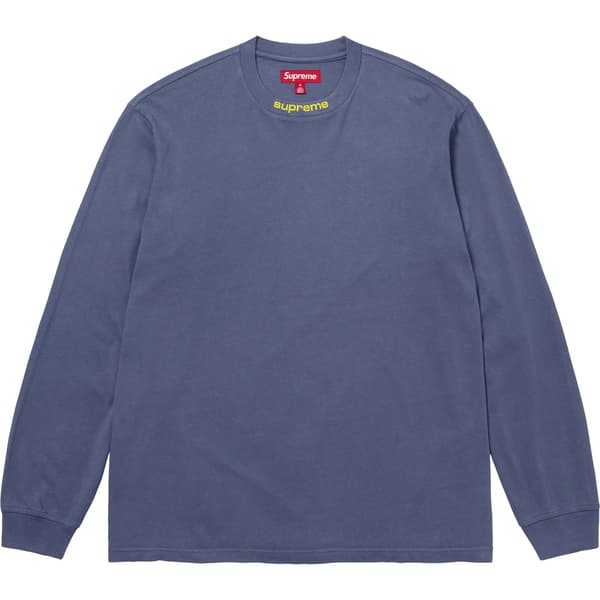 Supreme Embroidered Collar L/S Top - Navy (front)
