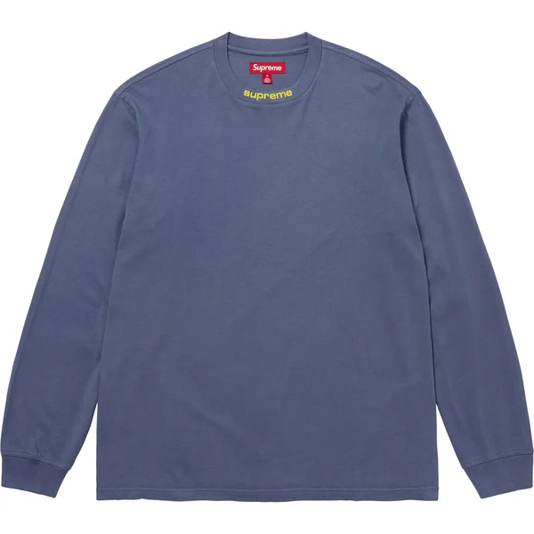 Supreme Embroidered Collar L/S Top - Navy (front)