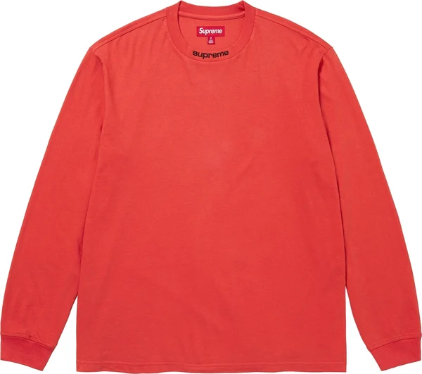 Supreme Embroidered Collar L/S Top - Red (front)