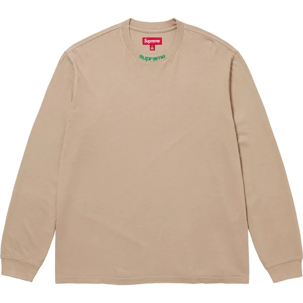 Supreme Embroidered Collar L/S Top - Tan (front)