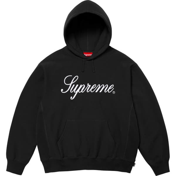 Supreme Embroidered Script Hooded Sweatshirt - Black (front)