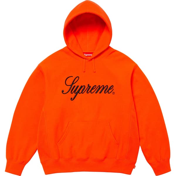 Supreme Embroidered Script Hooded Sweatshirt - Bright Orange (front)