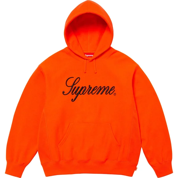 Supreme Embroidered Script Hooded Sweatshirt - Bright Orange (front)