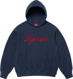 Supreme Embroidered Script Hooded Sweatshirt Navy