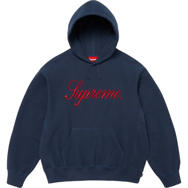 Supreme Embroidered Script Hooded Sweatshirt - Navy (front)