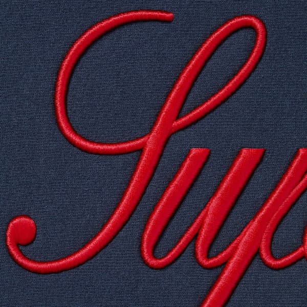 Supreme Embroidered Script Hooded Sweatshirt - Navy (front)