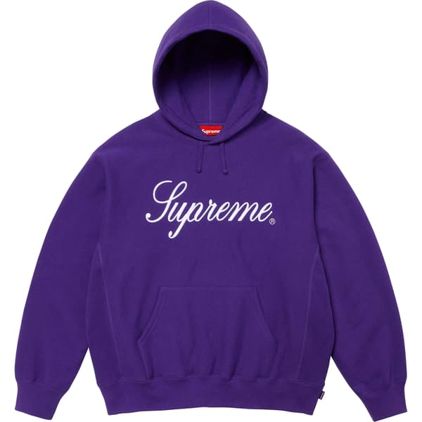 Supreme Embroidered Script Hooded Sweatshirt - Purple (front)