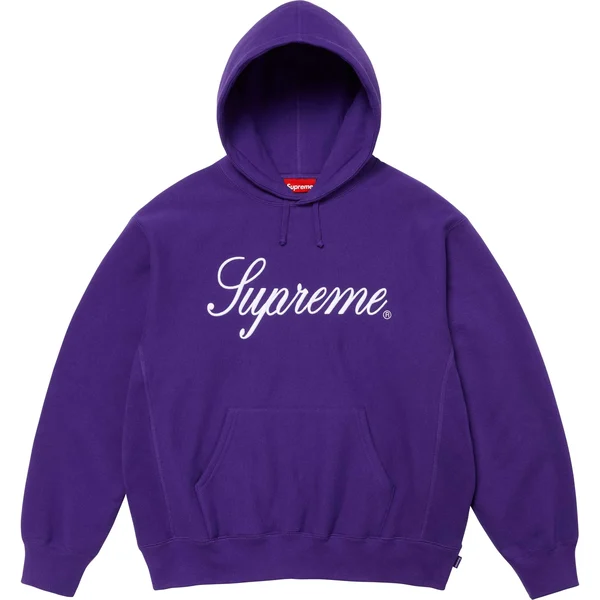 Supreme Embroidered Script Hooded Sweatshirt - Purple (front)