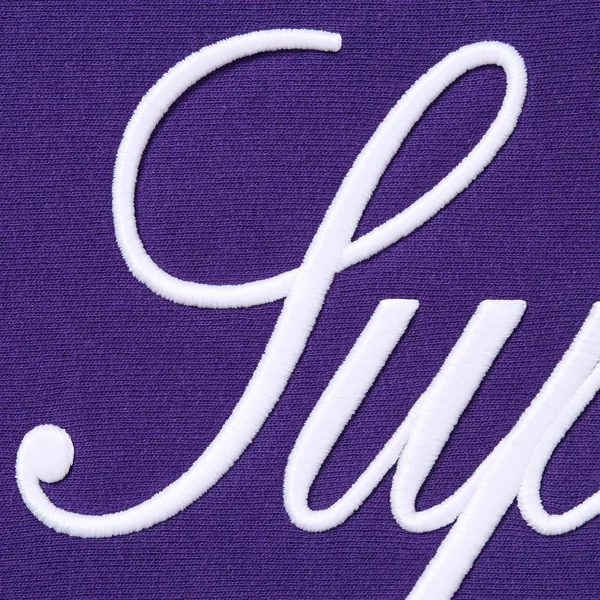 Supreme Embroidered Script Hooded Sweatshirt - Purple (front)