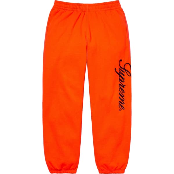Supreme Embroidered Script Sweatpant - Bright Orange (front)