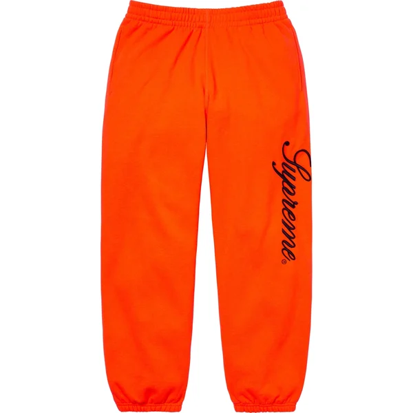 Supreme Embroidered Script Sweatpant - Bright Orange (front)