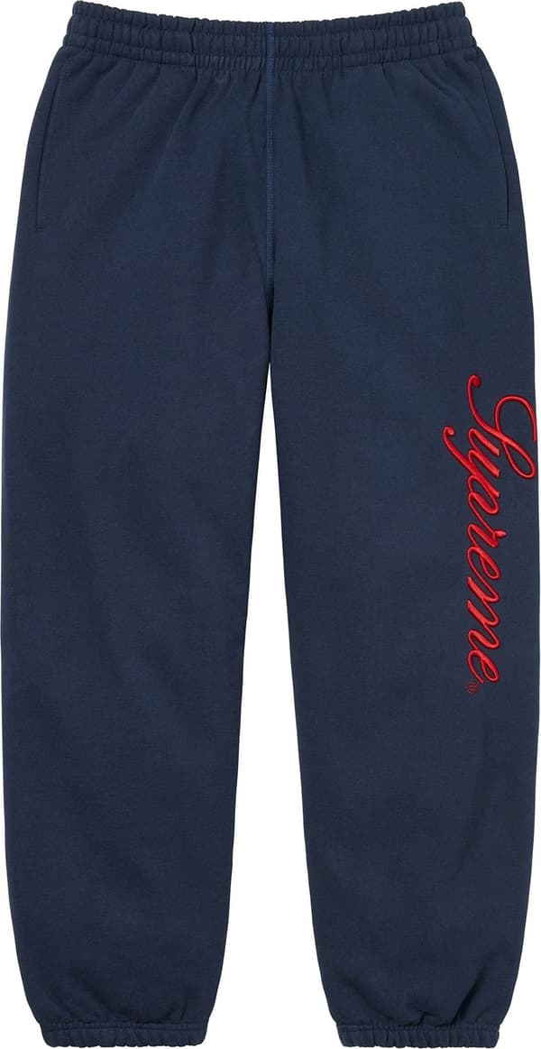 Supreme Embroidered Script Sweatpant - Navy (front)