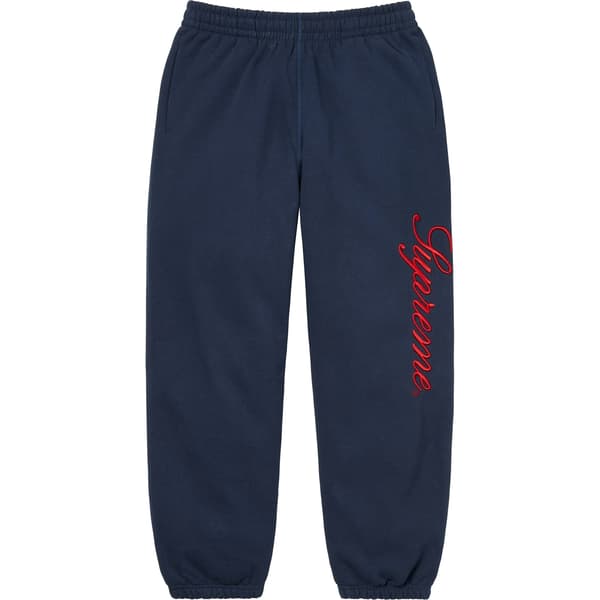 Supreme Embroidered Script Sweatpant - Navy (front)