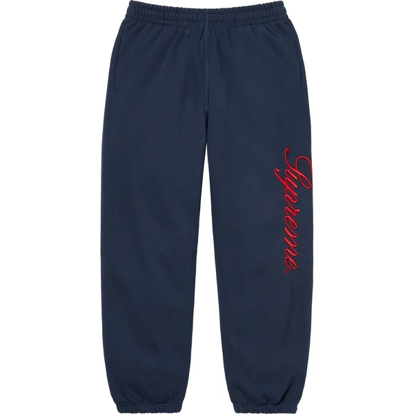 Supreme Embroidered Script Sweatpant - Navy (front)