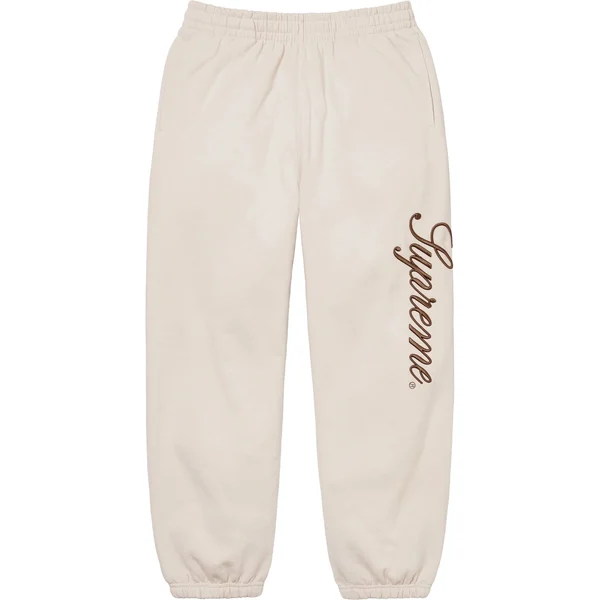 Supreme Embroidered Script Sweatpant - Stone (front)