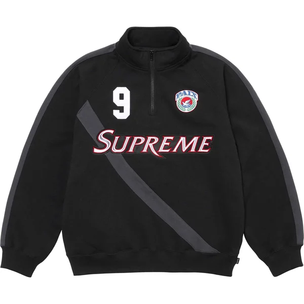 Supreme Equipé Half Zip Sweatshirt - Black (front)