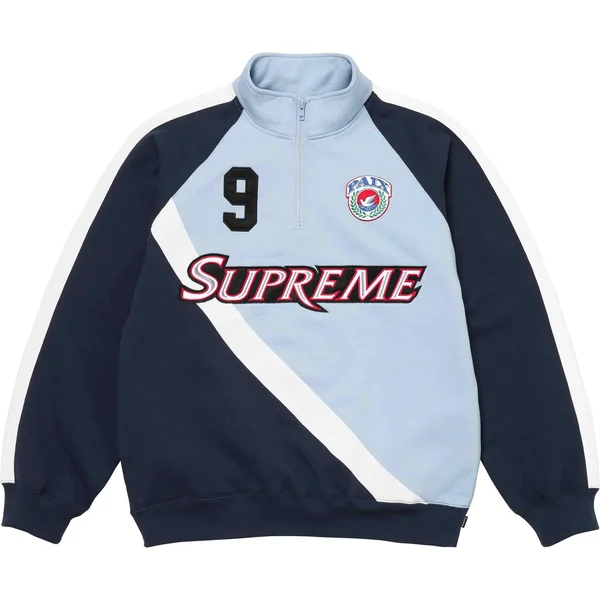 Supreme Equipé Half Zip Sweatshirt - Light Blue (front)