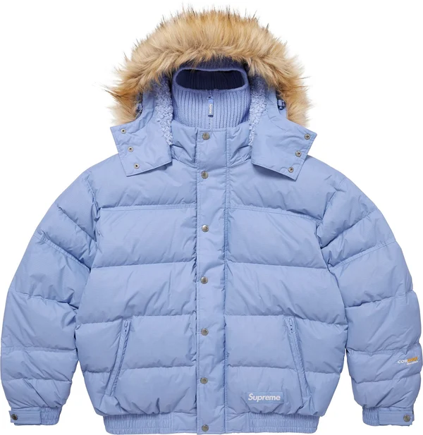 Supreme Facemask 700-Fill Down Puffer Jacket - Light Blue (front)