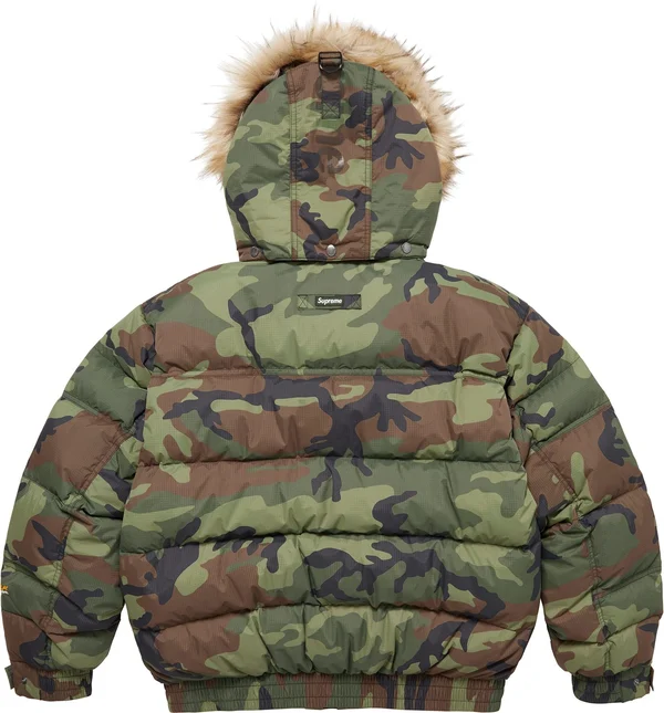 Supreme Facemask 700-Fill Down Puffer Jacket - Woodland Camo (front)