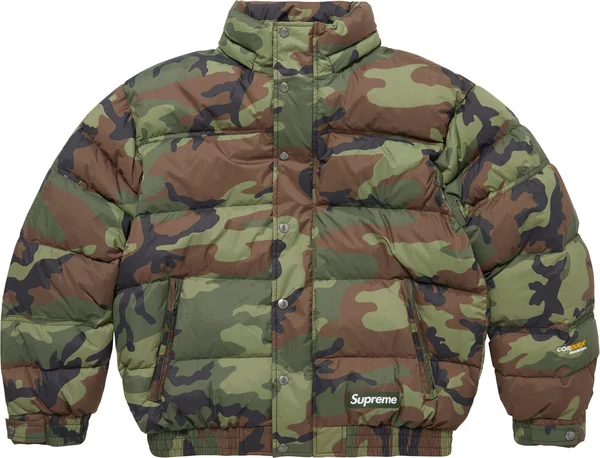Supreme Facemask 700-Fill Down Puffer Jacket - Woodland Camo (front)