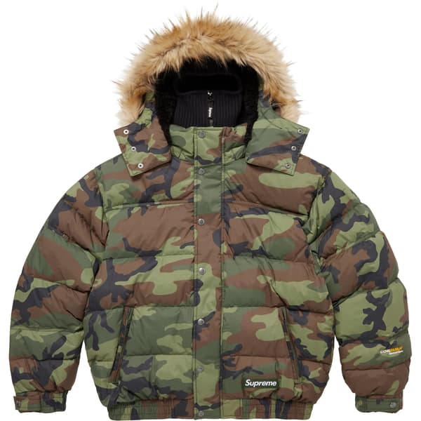 Supreme Facemask 700-Fill Down Puffer Jacket - Woodland Camo (front)