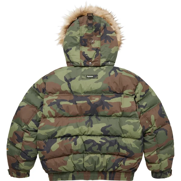 Supreme Facemask 700-Fill Down Puffer Jacket - Woodland Camo (front)