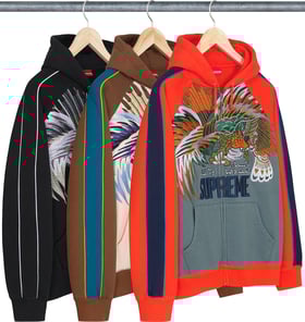 Supreme Falcon Raglan Zip Up Hooded Sweatshirt