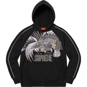 Supreme Falcon Raglan Zip Up Hooded Sweatshirt Black