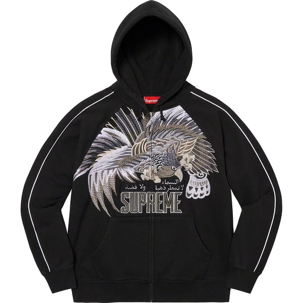 Supreme Falcon Raglan Zip Up Hooded Sweatshirt - Black (front)