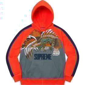 Supreme Falcon Raglan Zip Up Hooded Sweatshirt Slate