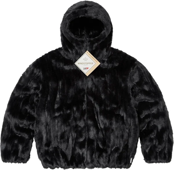 Supreme Faux Fur Hooded Jacket - Black (front)