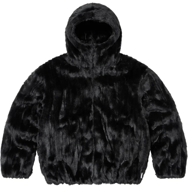 Supreme Faux Fur Hooded Jacket - Black (front)