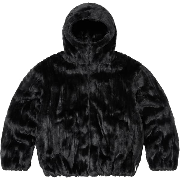 Supreme Faux Fur Hooded Jacket - Black (front)