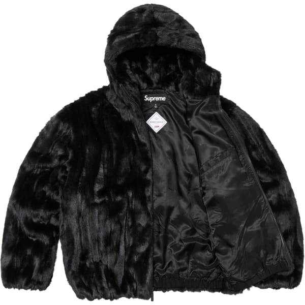 Supreme Faux Fur Hooded Jacket - Black (front)