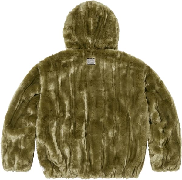 Supreme Faux Fur Hooded Jacket - Olive (front)