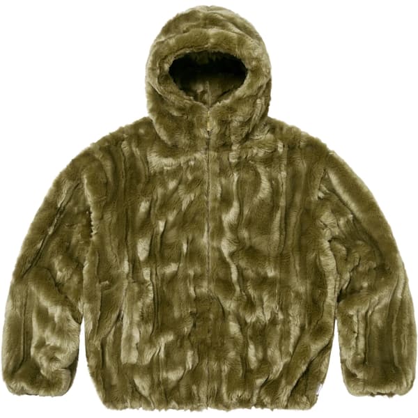 Supreme Faux Fur Hooded Jacket - Olive (front)