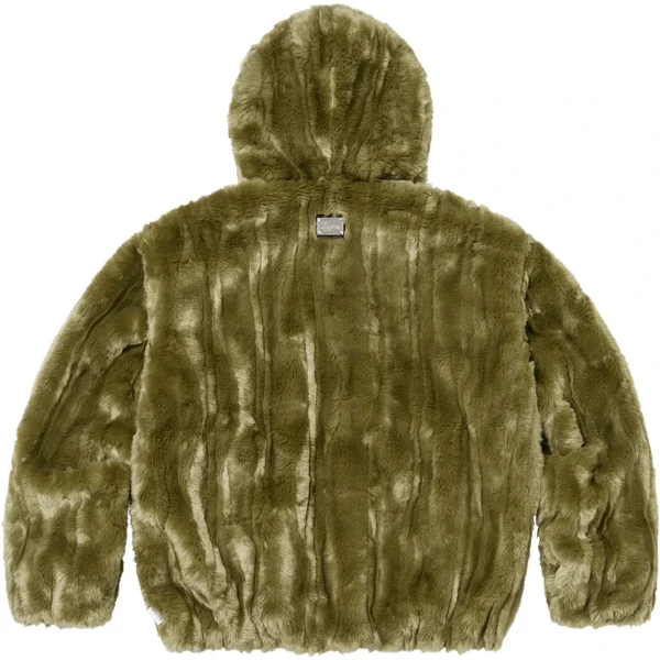Supreme Faux Fur Hooded Jacket - Olive (front)
