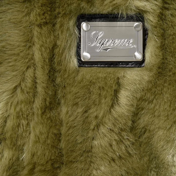 Supreme Faux Fur Hooded Jacket - Olive (front)