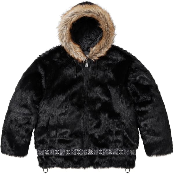 Supreme Faux Fur Parka - Black (front)