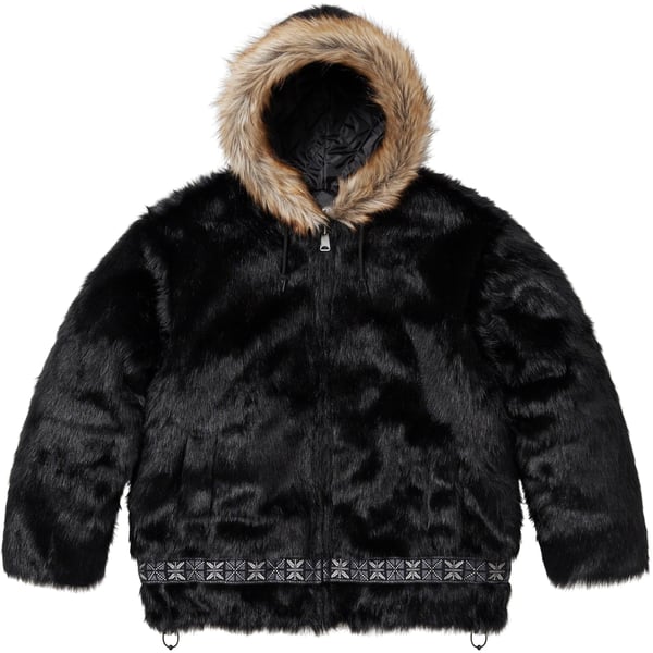 Supreme Faux Fur Parka - Black (front)