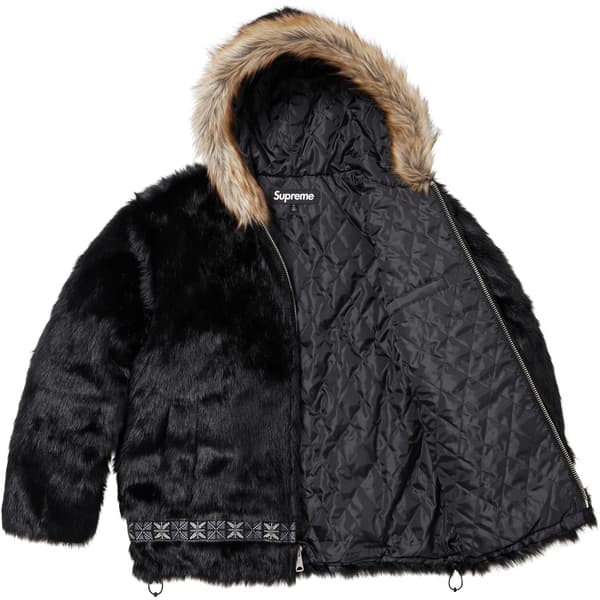 Supreme Faux Fur Parka - Black (front)