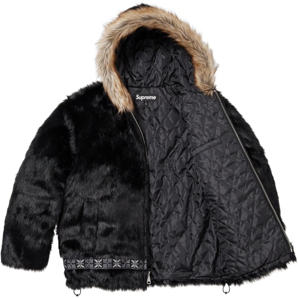 Supreme Faux Fur Parka - Black (front)