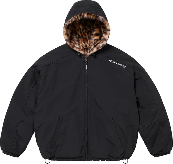 Supreme Faux Fur Reversible Hooded Track Jacket - Black (front)