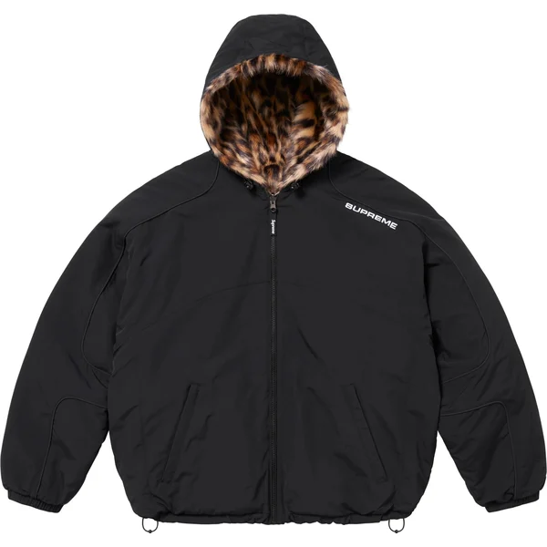 Supreme Faux Fur Reversible Hooded Track Jacket - Black (front)