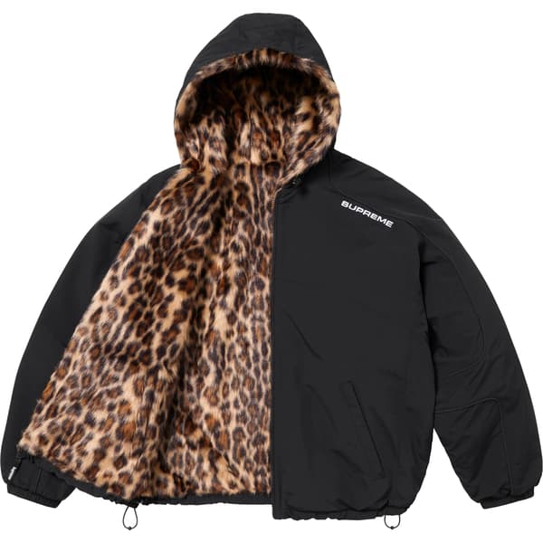 Supreme Faux Fur Reversible Hooded Track Jacket - Black (front)