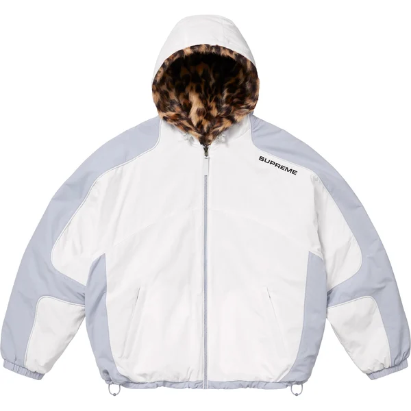 Supreme Faux Fur Reversible Hooded Track Jacket - White (front)