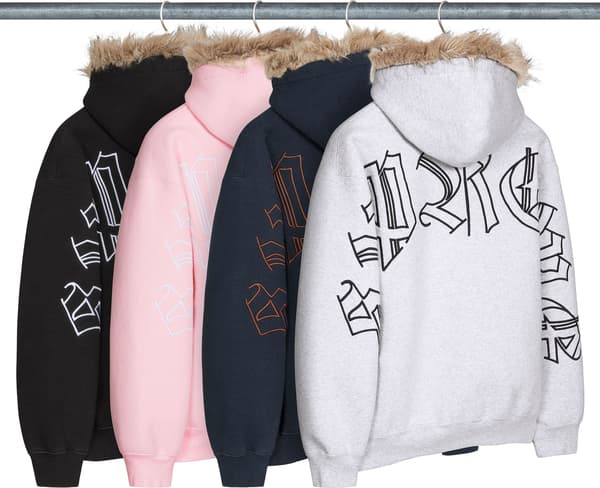 Supreme Faux Fur Zip Up Hooded Sweatshirt - Product Image