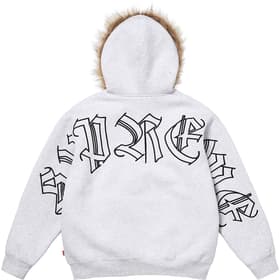 Supreme Faux Fur Zip Up Hooded Sweatshirt Ash Grey