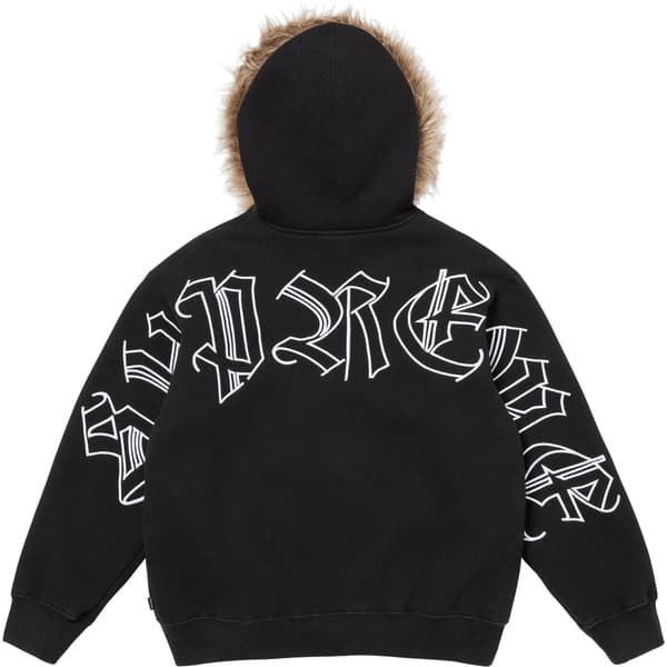Supreme Faux Fur Zip Up Hooded Sweatshirt - Black (front)